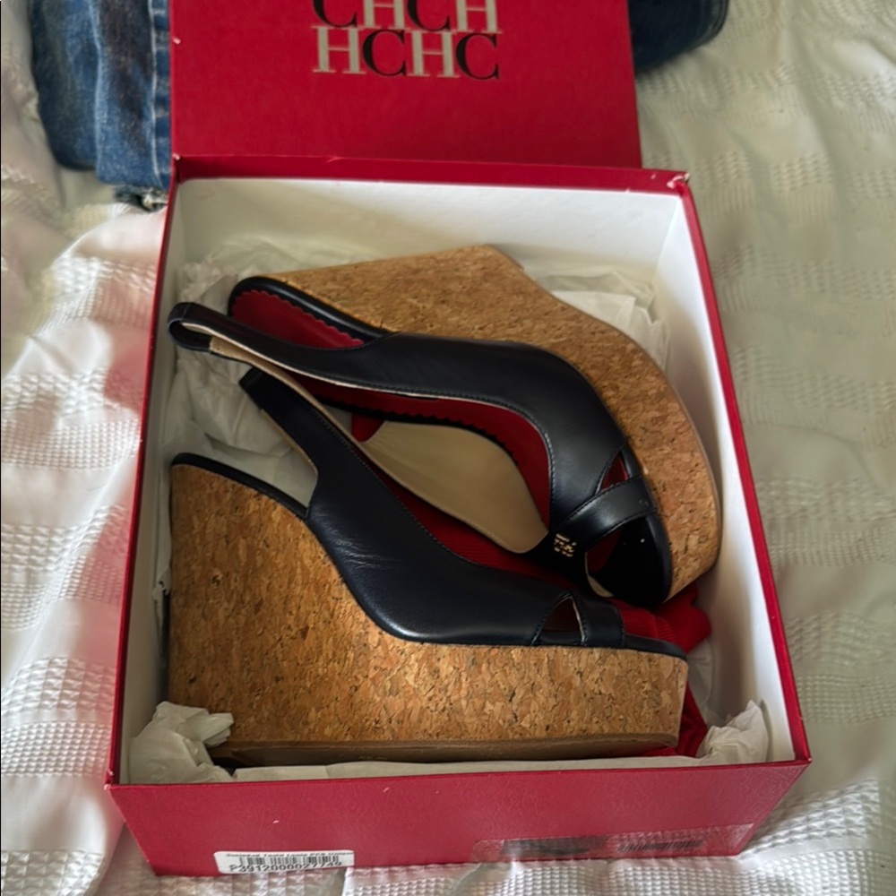 Carolina Herrera Blue Wedge Shoes size 37
